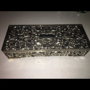 Silver plated jewelry box with mirror